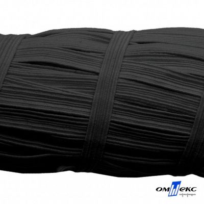 Резиновые нити с текстильным покрытием, шир. 6 мм (55 м/уп), цв.-черный - купить в Нальчике. Цена: 210.75 руб.