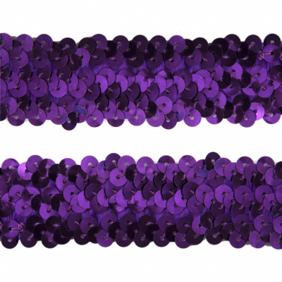 Тесьма с пайетками 12, шир. 30 мм/уп. 25+/-1 м, цвет фиолет - купить в Нальчике. Цена: 1 098.48 руб.