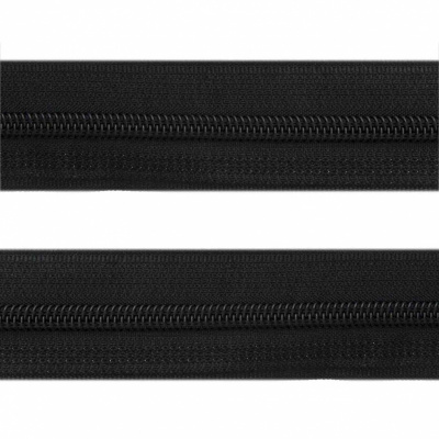 Рулонная молния с покрытием PVC спираль тип 3 (упак.270м) -черная с полосой СВО - купить в Нальчике. Цена: 12.74 руб.