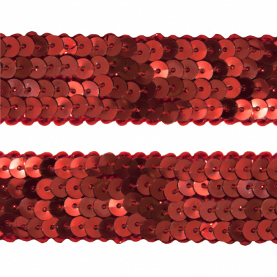Тесьма с пайетками 3, шир. 20 мм/уп. 25+/-1 м, цвет красный - купить в Нальчике. Цена: 778.19 руб.