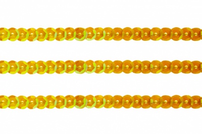 Пайетки "ОмТекс" на нитях, CREAM, 6 мм С / упак.73+/-1м, цв. 92 - золото - купить в Нальчике. Цена: 484.77 руб.