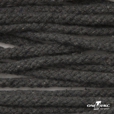 Шнур плетеный d-6 мм круглый, 70% хлопок 30% полиэстер, уп.90+/-1 м, цв.1088-т.серый - купить в Нальчике. Цена: 588 руб.