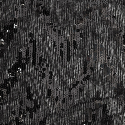 Трикотажное полотно с пайетками, шир.130 см, #311-бахрома чёрная - купить в Нальчике. Цена 1 183.35 руб.