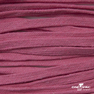 Шнур плетеный d-8 мм плоский, 70% хлопок 30% полиэстер, уп.85+/-1 м, цв.1029-розовый - купить в Нальчике. Цена: 735 руб.