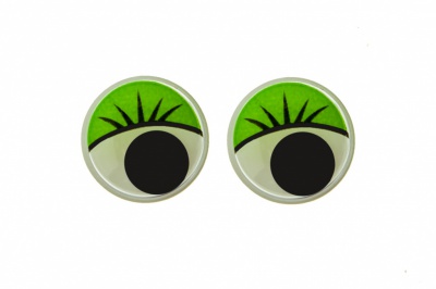 Глазки для игрушек, круглые, с бегающими зрачками, 15 мм/упак.50+/-2 шт, цв. -зеленый - купить в Нальчике. Цена: 113.01 руб.