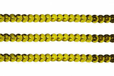 Пайетки "ОмТекс" на нитях, SILVER-BASE, 6 мм С / упак.73+/-1м, цв. 7 - св.золото - купить в Нальчике. Цена: 468.37 руб.
