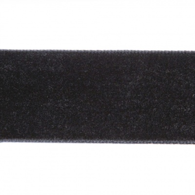 Лента бархатная нейлон, шир.25 мм, (упак. 45,7м), цв.03-черный - купить в Нальчике. Цена: 800.84 руб.