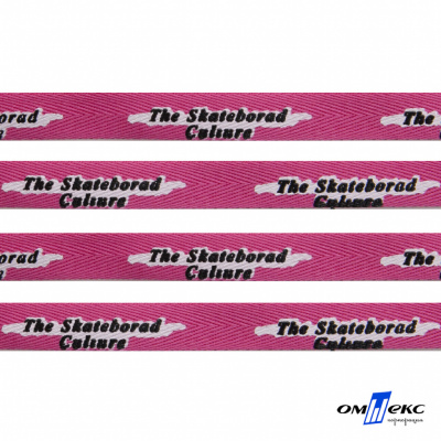 Тесьма отделочная (киперная) 10 мм, 100% хлопок,"THE SKATEBOARD CULIURE"(45 м) цв.121-26 -яр.розовый - купить в Нальчике. Цена: 850.62 руб.