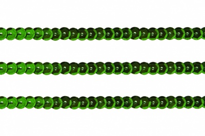 Пайетки "ОмТекс" на нитях, SILVER-BASE, 6 мм С / упак.73+/-1м, цв. 4 - зеленый - купить в Нальчике. Цена: 484.77 руб.
