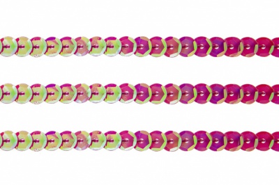 Пайетки "ОмТекс" на нитях, CREAM, 6 мм С / упак.73+/-1м, цв. 89 - розовый - купить в Нальчике. Цена: 468.37 руб.