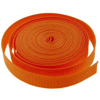 Стропа текстильная, шир. 25 мм (в нам. 50+/-1 ярд), цвет оранжевый - купить в Нальчике. Цена: 409.94 руб.