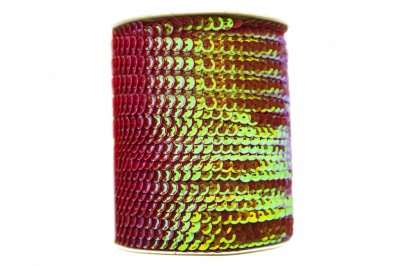 Пайетки "ОмТекс" на нитях, CREAM, 6 мм С / упак.73+/-1м, цв. 96 - красный - купить в Нальчике. Цена: 484.77 руб.
